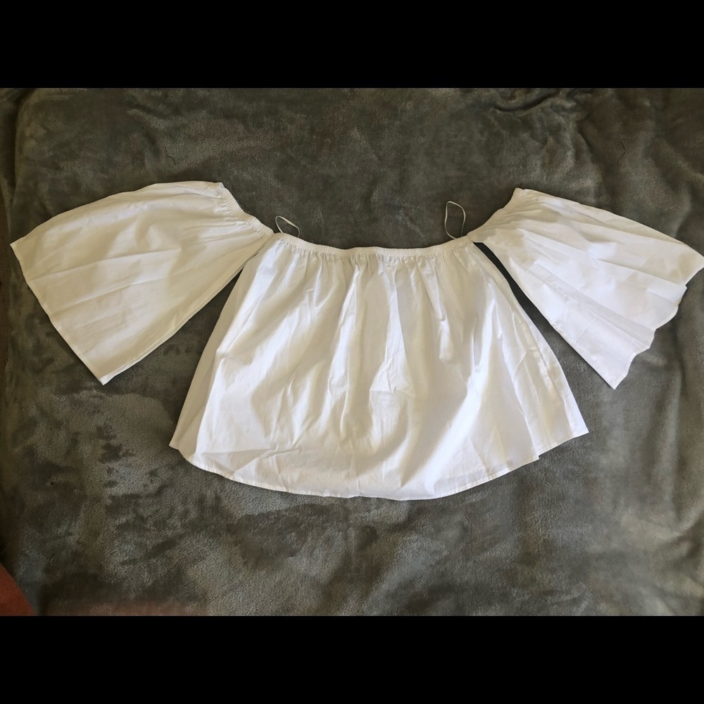 - White flare off shoulder top